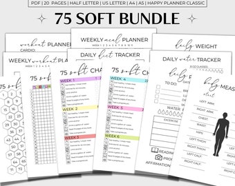 75 Soft Challenge Bundle Printable, 75 Soft Tracker, 75 Soft Printable, 75 Soft Multicolor