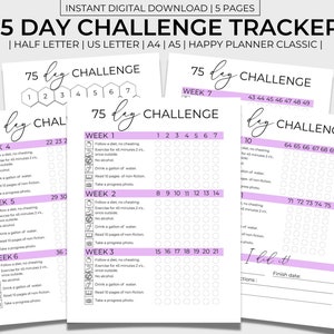 75 Day Challenge Printable 75 Day Tracker Health &amp; Fitness - Etsy