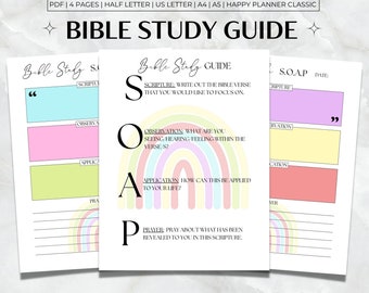 Bible Study Guide Printable, SOAP Bible Study Template, Bible Study PDF, SOAP Bible Study Guide Multicolor