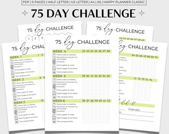75 Day Challenge Printable, 75 Day Tracker, 75 Challenge Printable, 75 Tracker Green