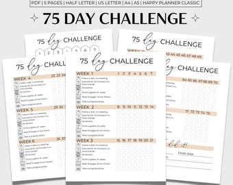 75 Day Challenge Printable, 75 Day Tracker, 75 Challenge Printable , 75 Tracker Beige
