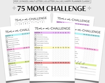 75 Mom Challenge Printable, 75 Mom Tracker, 75 Mom Printable, 75 Mom Multicolor