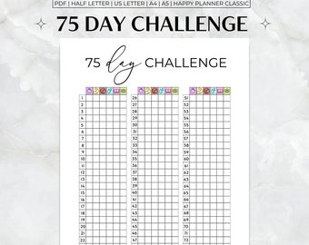 75 Day Challenge Printable, 75 Day Tracker, 75 Challenge Printable, 75 Day