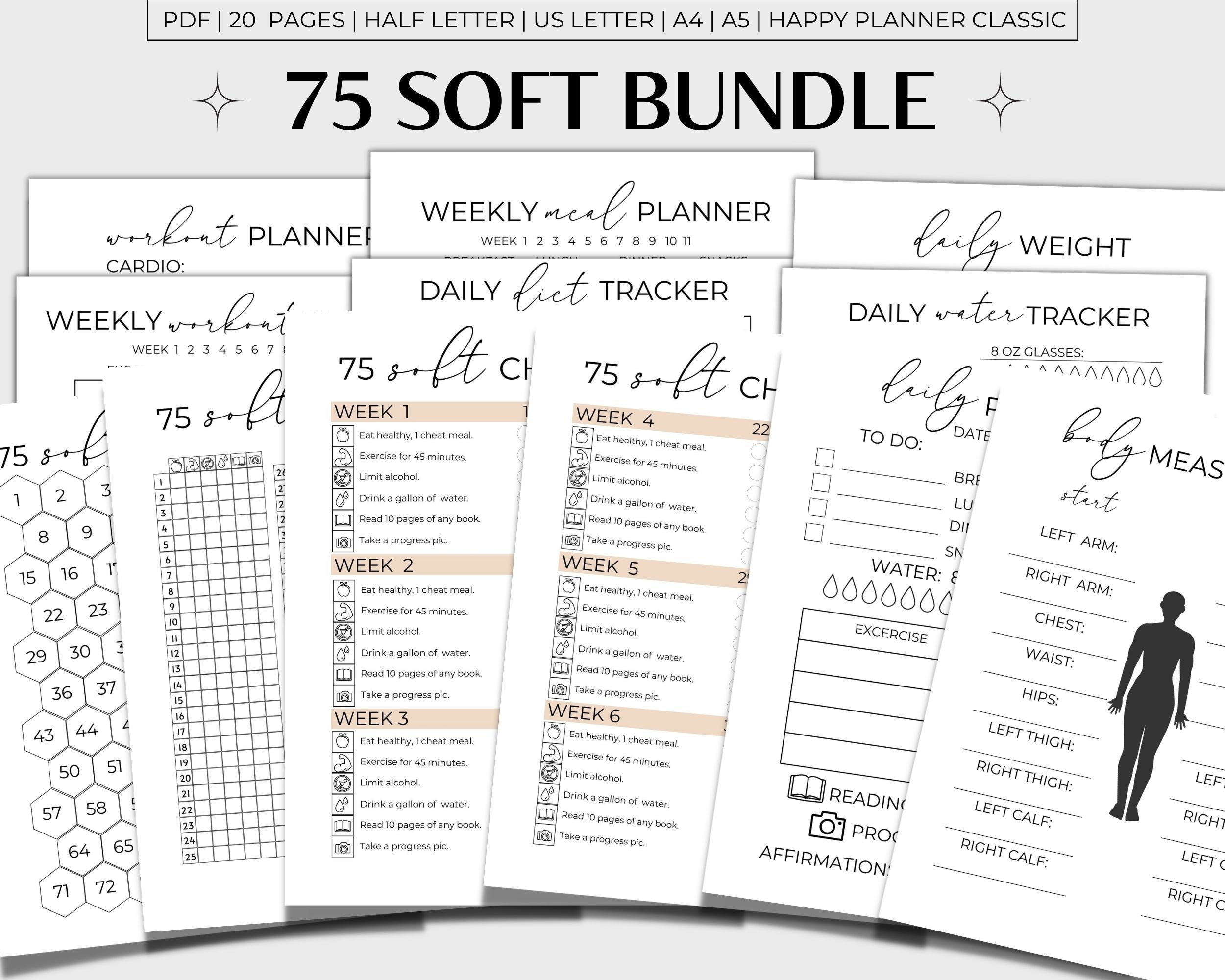70 Soft Tracker 75 Soft Challenge Bundle Printable, 75 Soft Tracker, 75 Soft Printable ...