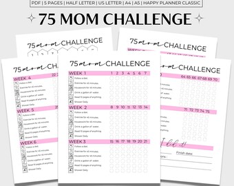 75 Mom Challenge Printable, 75 Mom Tracker, 75 Mom Printable, 75 Mom Pink