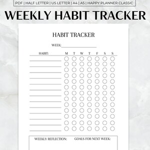 Minimalist Weekly Habit Tracker Printable, Habit Tracker Template, Habit Tracker pdf