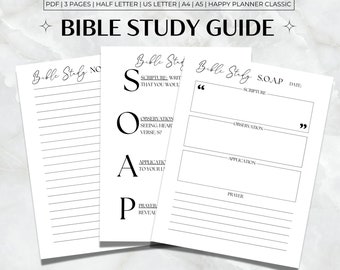 Guida allo studio della Bibbia stampabile, modello di studio della Bibbia SOAP, PDF minimalista per lo studio della Bibbia, Guida allo studio della Bibbia SOAP