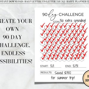 90 Day Challenge Printable, 90 Day Goal Tracker, Monthly Goal Planner ...