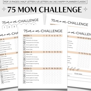 75 Mom Challenge Printable, 75 Mom Tracker, 75 Mom Printable, 75 Mom Beige