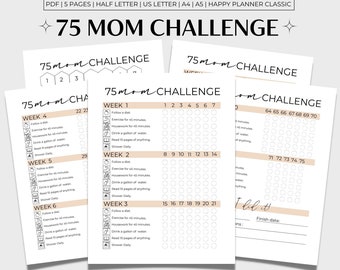 75 Mom Challenge Printable, 75 Mom Tracker, 75 Mom Printable, 75 Mom Beige