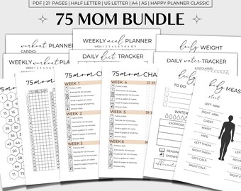 75 Mom Challenge Printable Bundle, 75 Mom Tracker, 75 Mom Printable, 75 Mom Beige