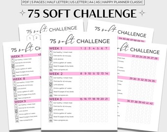 75 Soft Challenge Printable, 75 Soft Tracker, 75 Soft Printable, 75 Soft Pink
