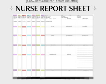 Nurse Report Sheet Med Surg, Nursing Brain, Simplified Nursing Report Sheet, Digital Download