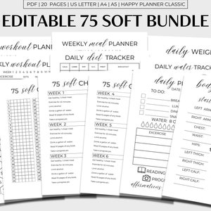 Editable 75 Soft Challenge Bundle Printable, 75 Soft Tracker, 75 Soft Printable, 75 Soft, Editable Canva Template