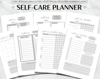 Self-Care Mindfulness Printable Planner Tracker, Self Care Checklist, Wellness Planner, Mindfulness Planner
