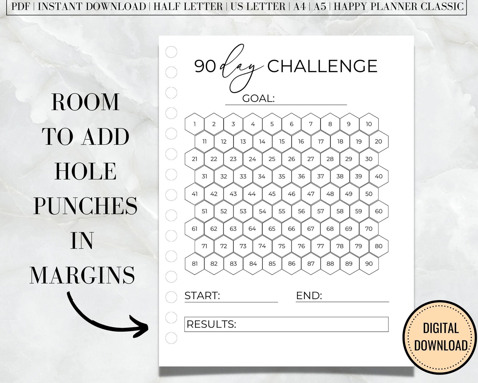 90 Day Challenge Printable, 90 Day Goal Tracker, Monthly Goal Planner ...
