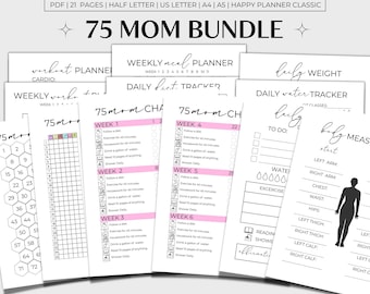 75 Mom Challenge Printable Bundle, 75 Mom Tracker, 75 Mom Printable, 75 Mom Pink