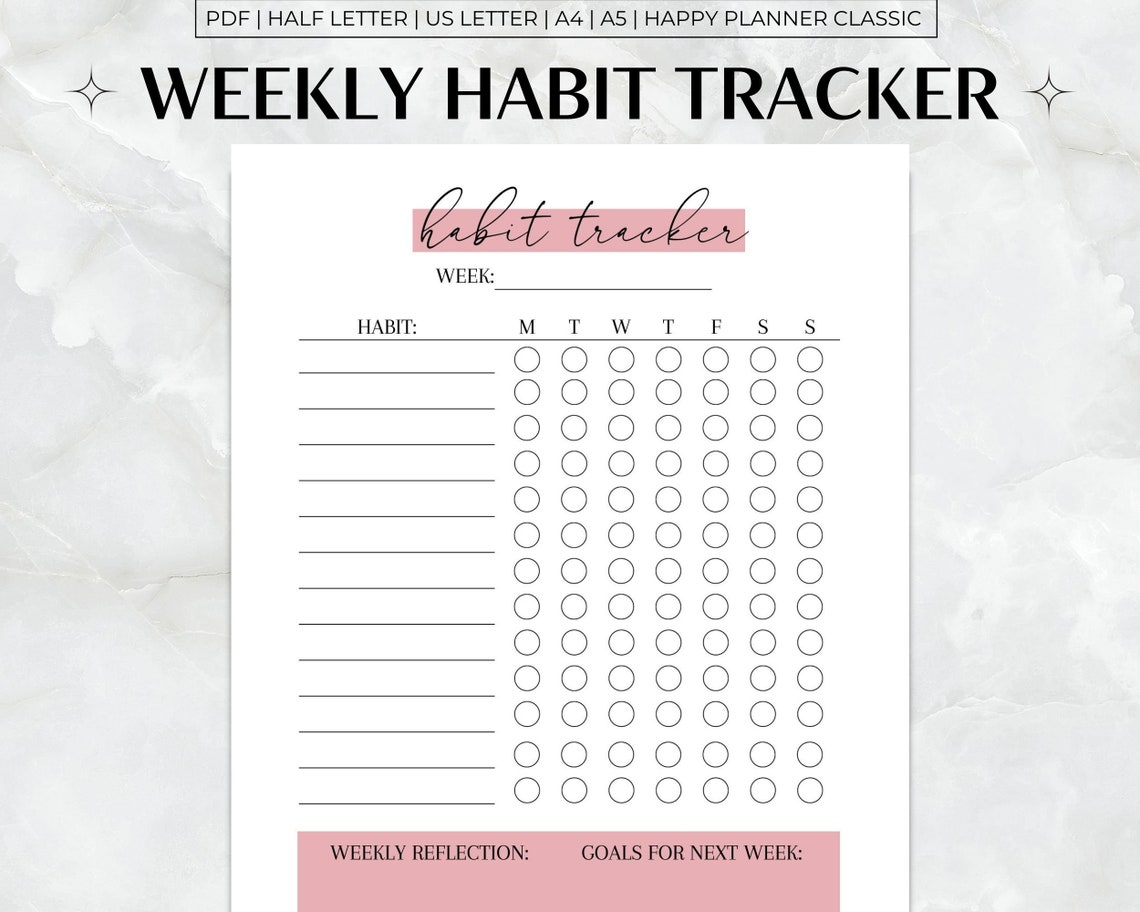 Weekly Habit Tracker Printable, Habit Tracker Template, Habit Tracker ...