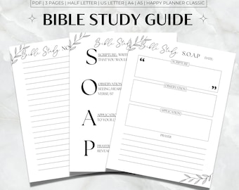 Bible Study Guide Printable, SOAP Bible Study Template, Minimalist Bible Study PDF, SOAP Bible Study Guide Floral