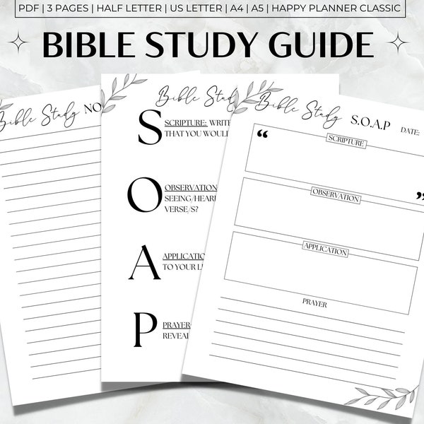 Bible Study Guide Printable, SOAP Bible Study Template, Minimalist Bible Study PDF, SOAP Bible Study Guide Floral