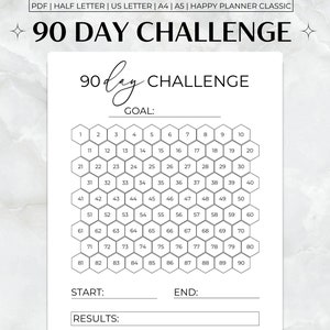 90 Day Challenge Printable, 90 Day Goal Tracker, Monthly Goal Planner,  90 Day Challenge Tracker