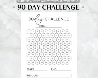 90 Day Challenge Printable, 90 Day Goal Tracker, Monthly Goal Planner,  90 Day Challenge Tracker