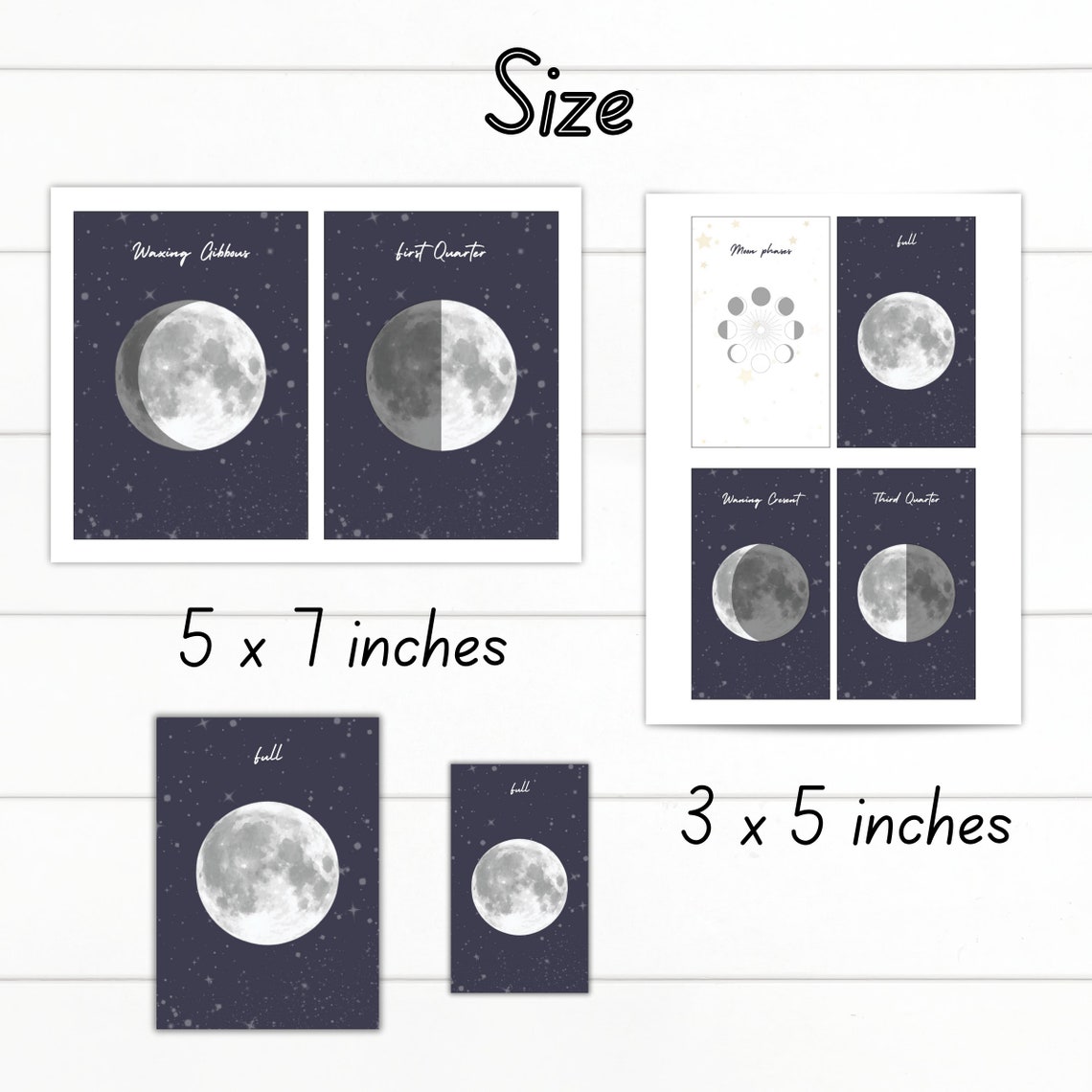 Moon Phases Flash Card, Printable Flashcard, Flashcard for Kids ...