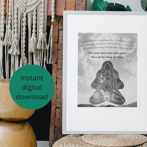 Afdrukbare kunst zwart-wit 8x10 inspirerende Rumi-citaat voor uw meditatieruimte, thuiskantoor of bibliotheek