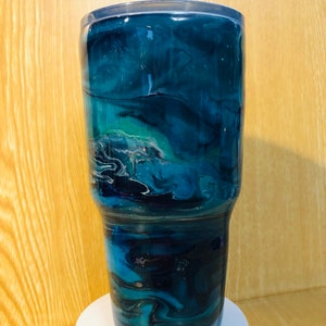 30 oz Blue/Teal/Silver Glittery Tumbler