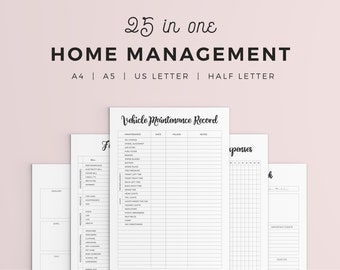 Home management planner | home planner| Family planner | Busy mom planner | Meal planner | Cleaning planner| A4 | A5 | Letter | Half letter
