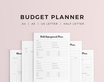 Afdrukbare budgetplannerbundel | Budgetplanner afdrukbaar a5 | maandelijkse budgetplanner afdrukbaar | afdrukbare budgetplanner-inzet | A4 VS
