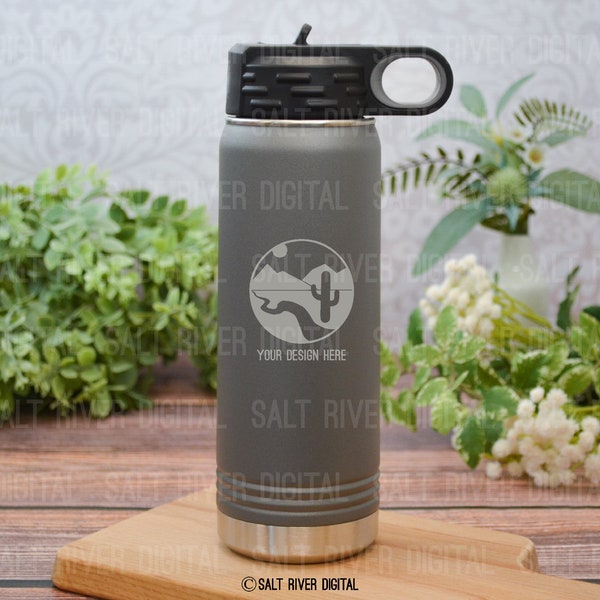 DIGITAL FILE 20 oz Grey Water Bottle | Blank Polar Camel Water Bottle Mock Up | Stock Photo