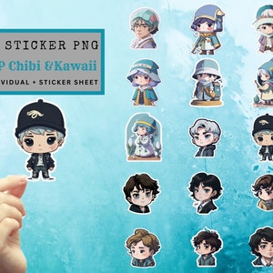 Pegatinas KPOP Chibi y Kawaii: ¡con BTS y más! Lindo paquete de pegatinas KPOP Kawaii png, pegatinas imprimibles, diseño de pegatinas