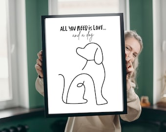 Dog Line Art Print: Minimalist Black and White Wall Decor (Digital Download)