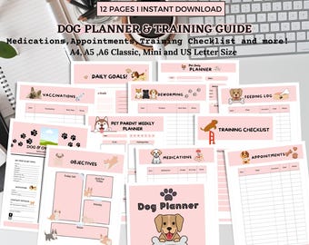Planificador y guía de entrenamiento para perros en color rosa ruborizado: Cuidado de cachorros (PDF)