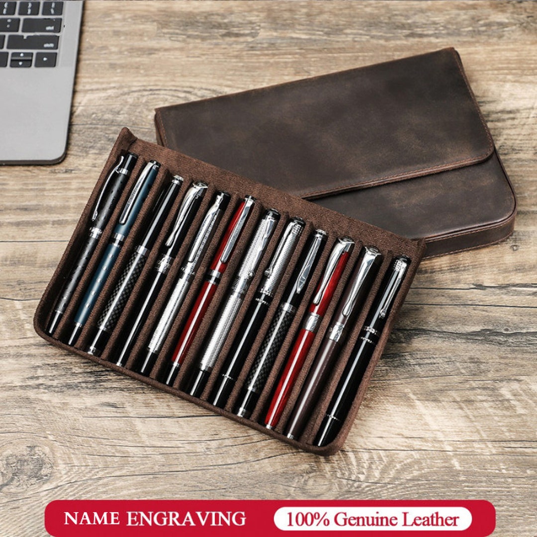 Personalized Handmade Leather Fountain Pen Holder Leather Pen Etsy