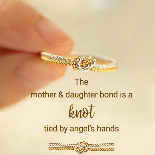 To My Daughter Two Strand Knot Ring, The Mother & Daughter Bond Is A Knot Tied By Angel’s Hands,Birthday Gift,Christmas Gift,Gift For Her