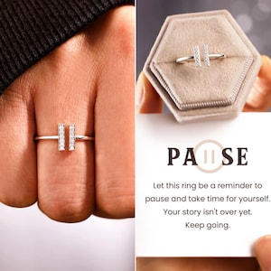 You Story Isn't Over Yet Pause Ring,S925 Silver Ring,Inspirational Ring,Mother And Daughter Ring,Friendship Ring,Birthday Gift,Gift For Her