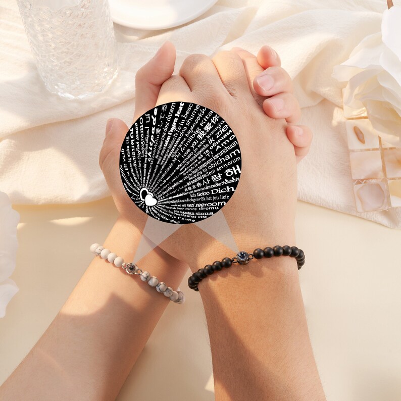 I Love You Bracelet in 100 Languages,personalized Projection Woven