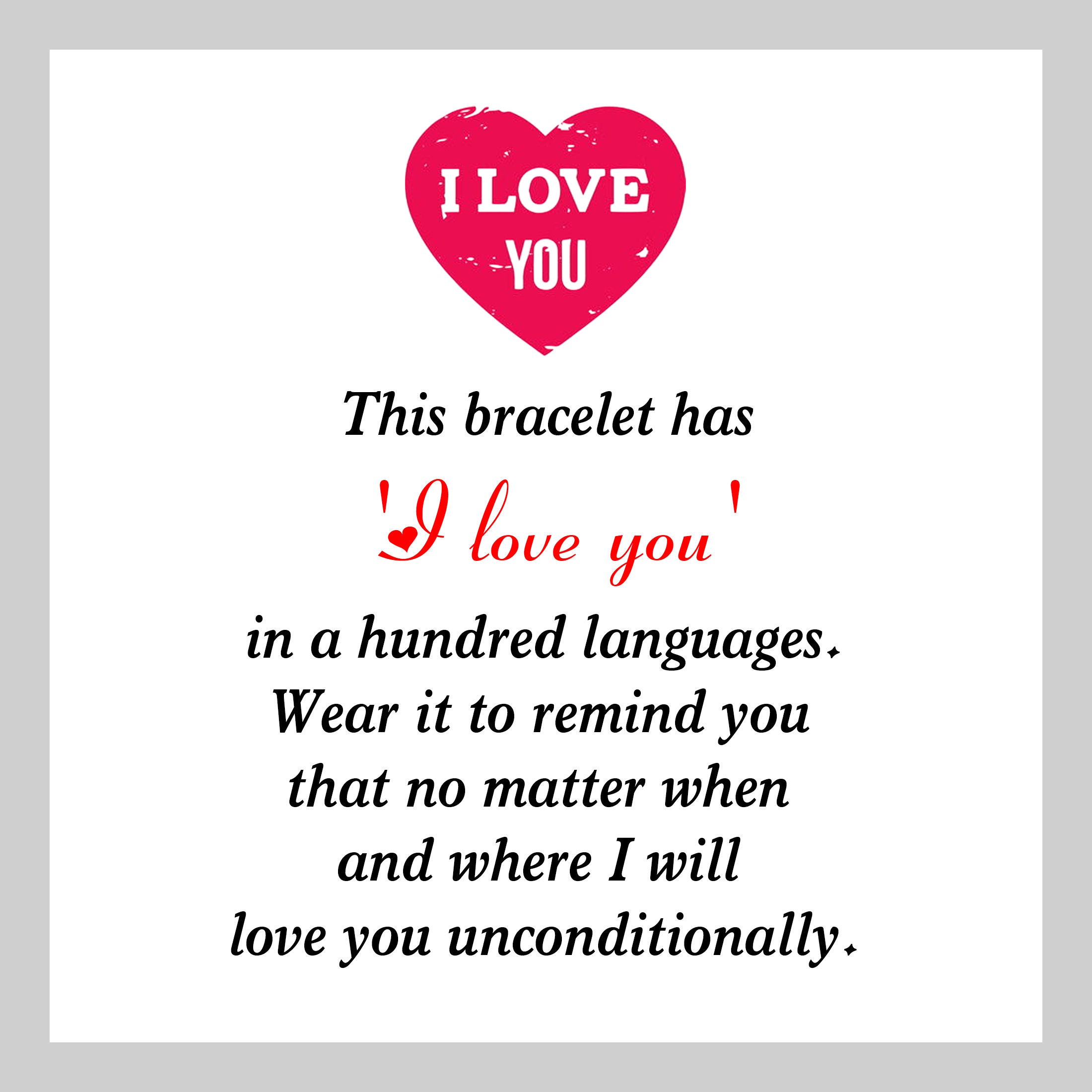 I Love You Bracelet in 100 Languages,personalized Projection Woven