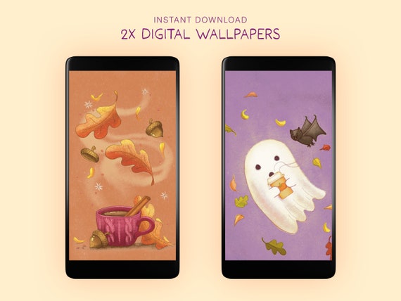 Phone Wallpaper Digital Download Autumn Leaves Cute - Etsy