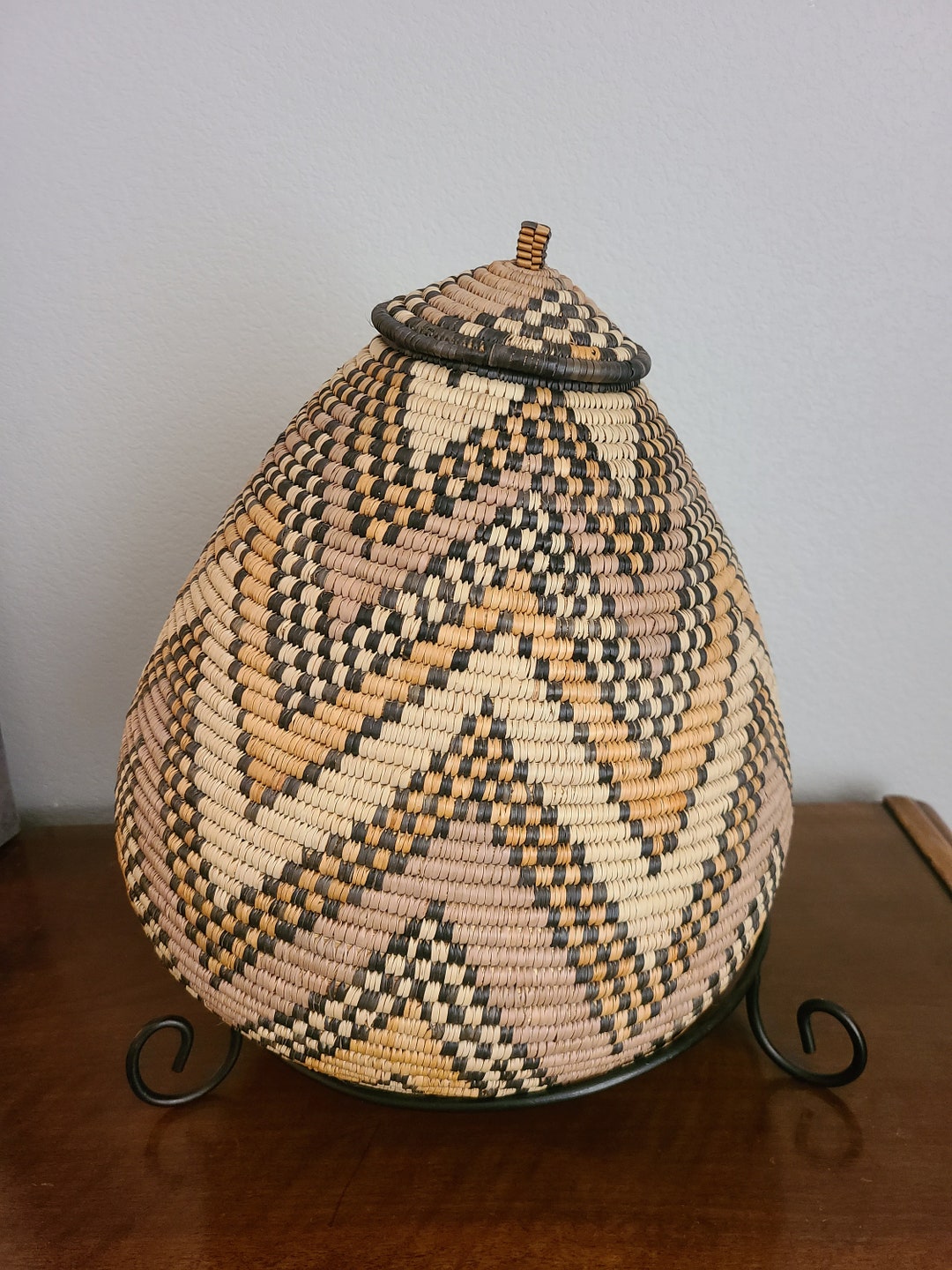 South African Zulu Basket With Lid & Stand Etsy UK