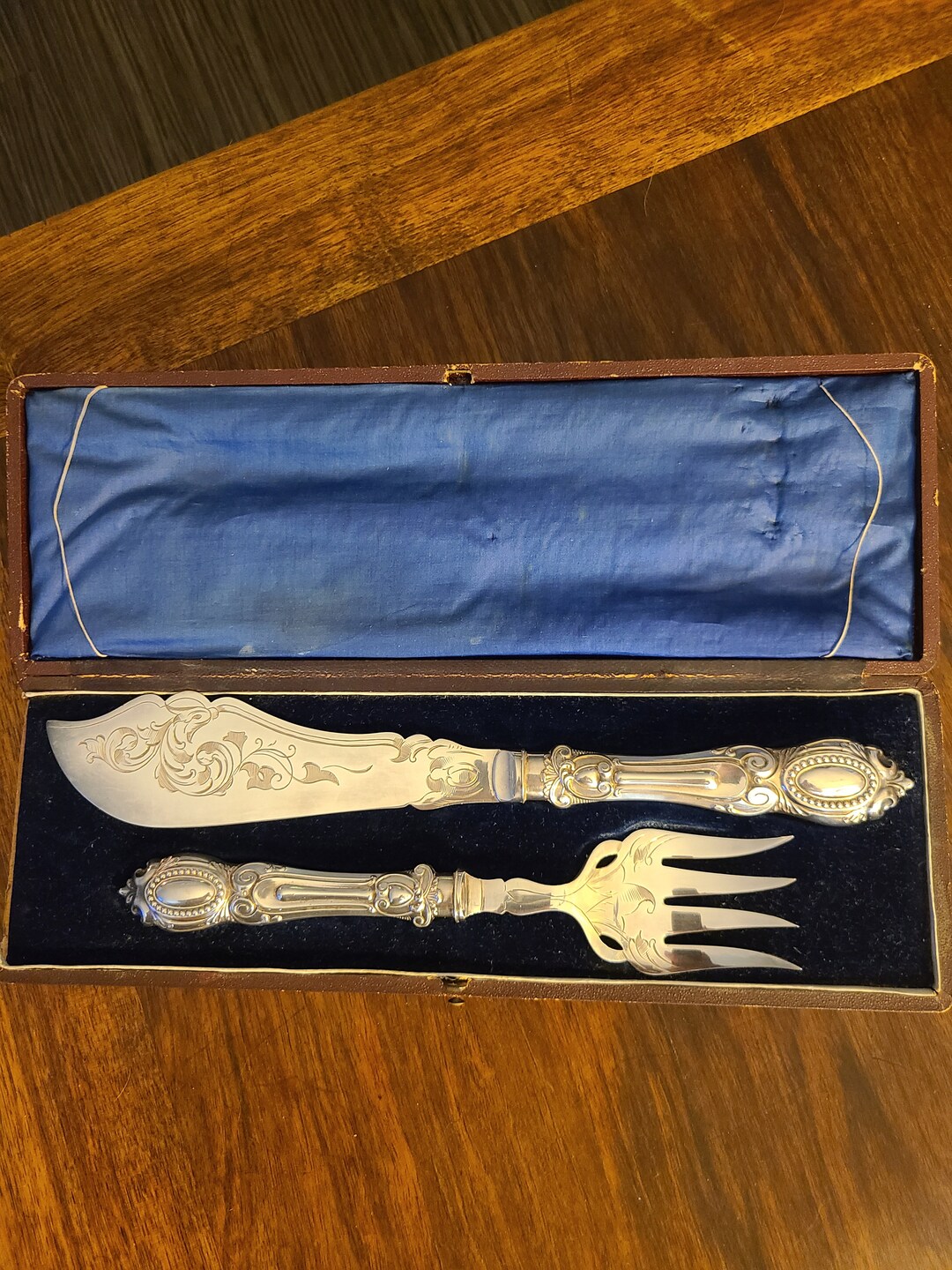 Antique Victorian Silver Plate Fish Servers Set Etsy