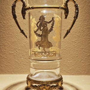 FRENCH SIGNED SEVRES, Gilt Bronze Mounts with Ormolu Mounted Crystal Vase
