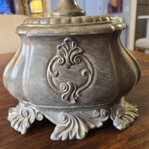 Vintage Pewter Table Lamp, French Farmhouse