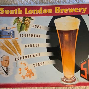 Cartel publicitario de cerveza "SLB" de la cervecería South London Brewery