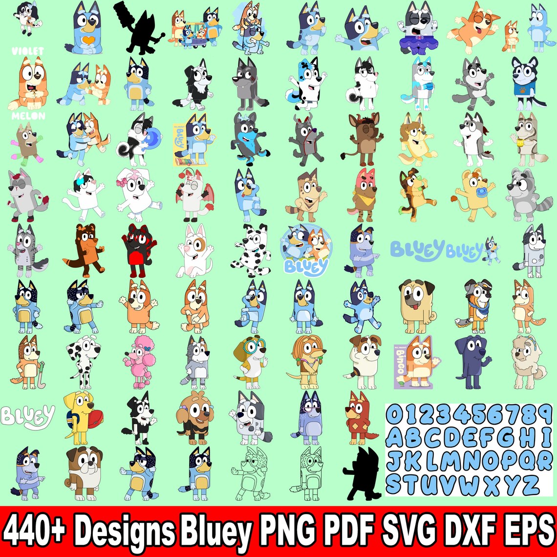 440 Mega Bluey Bundle, Bluey Cut Files for Cricut, Bluey Clipart, Bluey ...