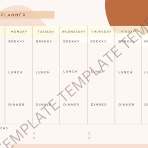 Editable Digital Meal Planner, Weekly Planner, Meal Prep, Breakfast ...
