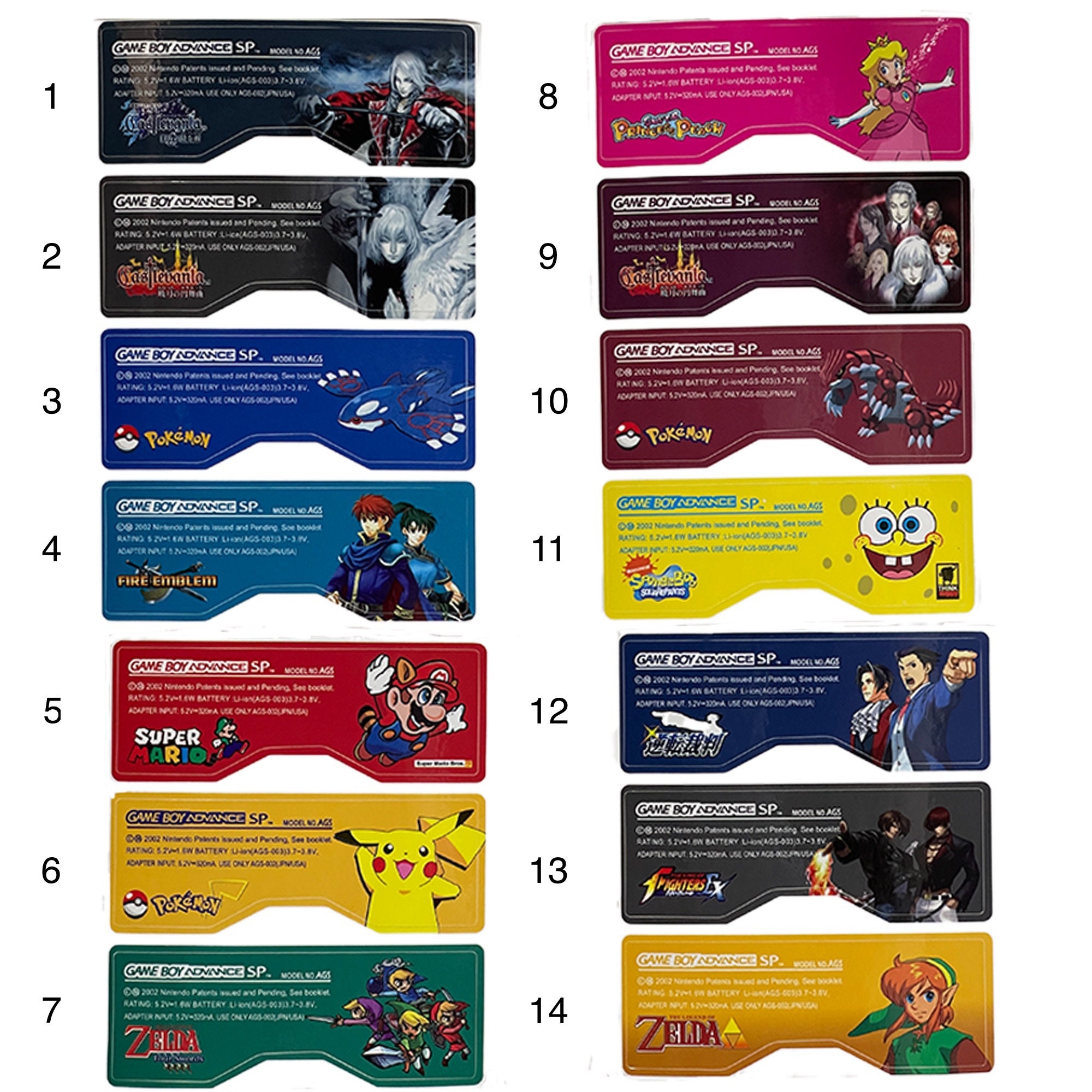 20sets For Nintend Gameboy Advance Sp Label Stickers Custom Design