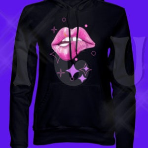 Hot Lips Hoodie | Sexy Red Lips Hoodie | Red Lipstick Lips Graphic Hoodie | Gift for Women